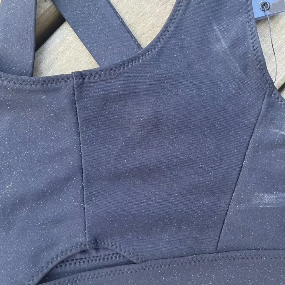 SOUL CYCLE Black Shimmer Half moon Bra NWT $58  size small